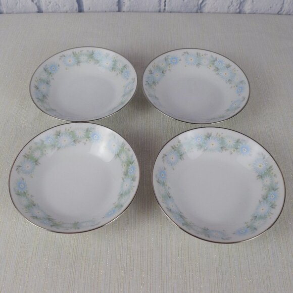 Noritake Blue Charm Flowers Platinum Bowls 4-Set - Picture 3 of 10